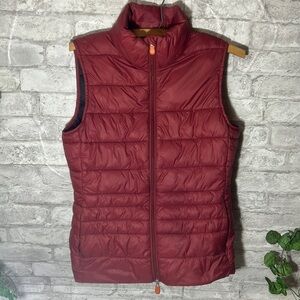 SAVE THE DUCK Puffer Vest Juniors Size 1 Mineral Red & Navy Ultra-Light‎